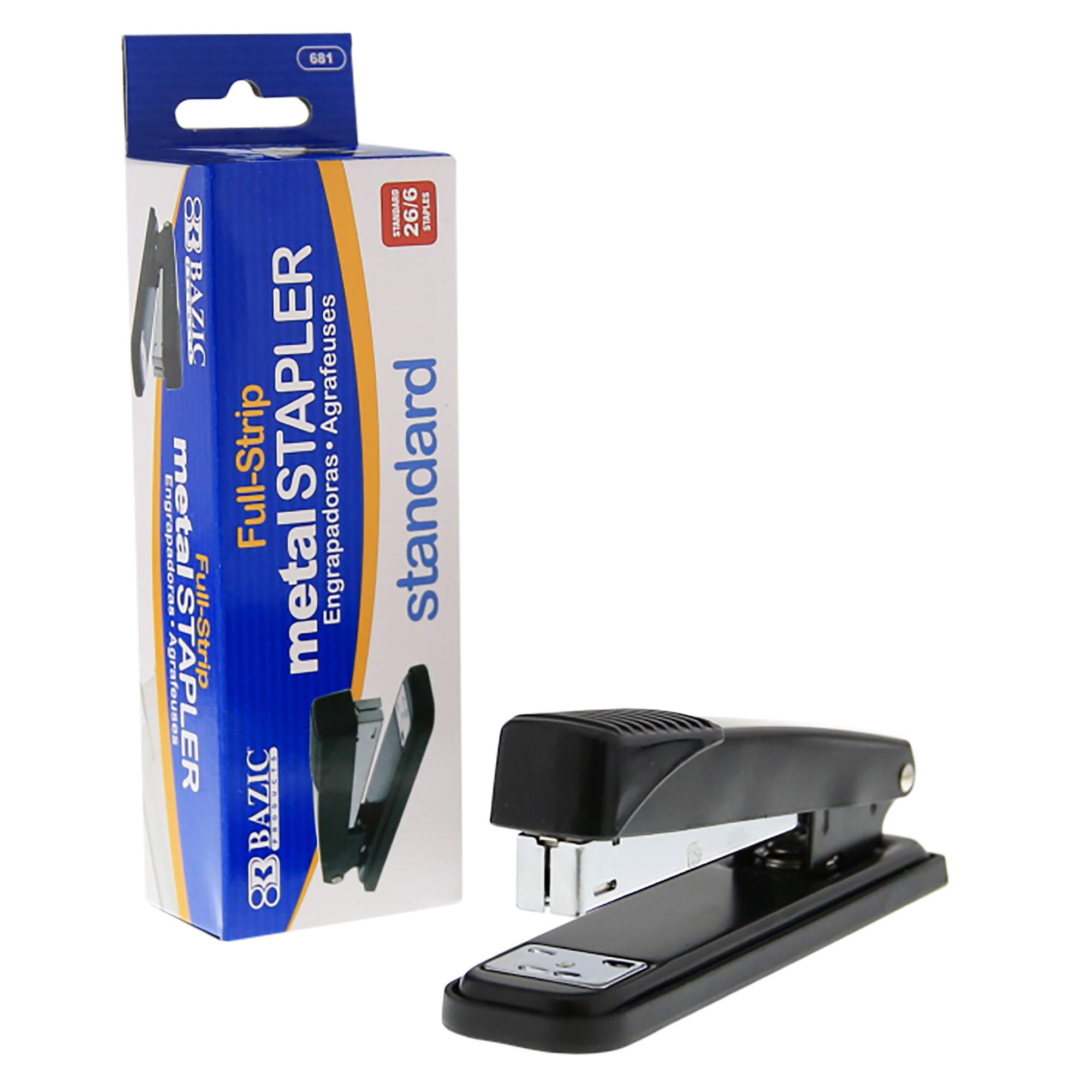 BAZIC Heavy Duty Metal Stapler - Full Strip Desktop Stapler for 25 Sheets, Durable Office & School Supplies (Black, 12-Pack) - Perfect for Home Office, Classroom & Business Use