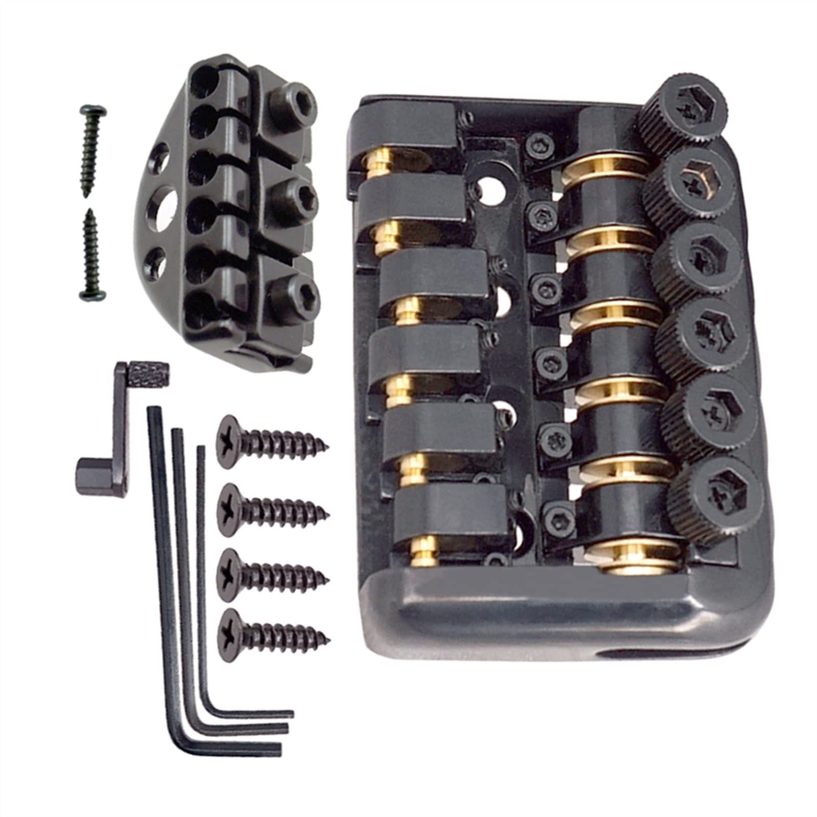 6-String Fixed Guitar Bridge Set with Wrench & Lock Nut Screws - Replacement Parts for Headless Electric Guitars | Perfect for Guitar Repair, Upgrades & DIY Projects