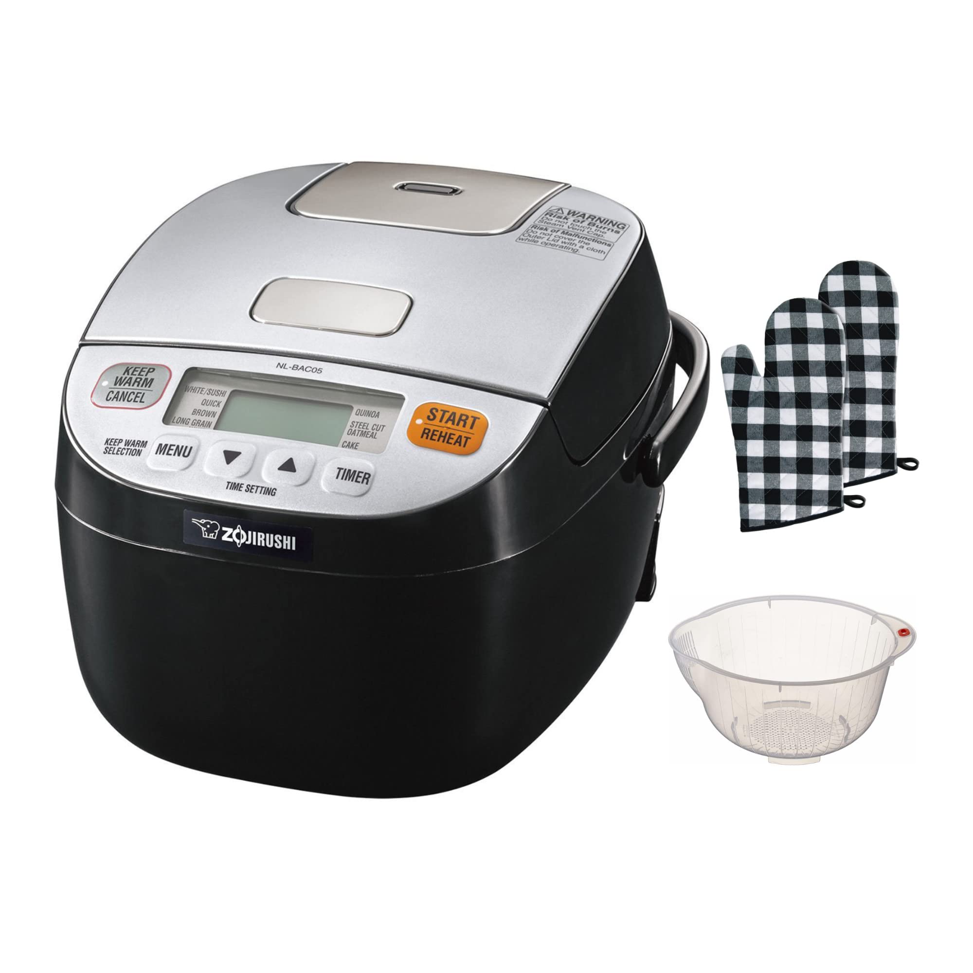 Premium Zojirushi Micom 3-Cup Rice Cooker & Warmer with Rice Washing Bowl & Oven Mitt - Perfect for Small Kitchens, Dorms & Meal Prep