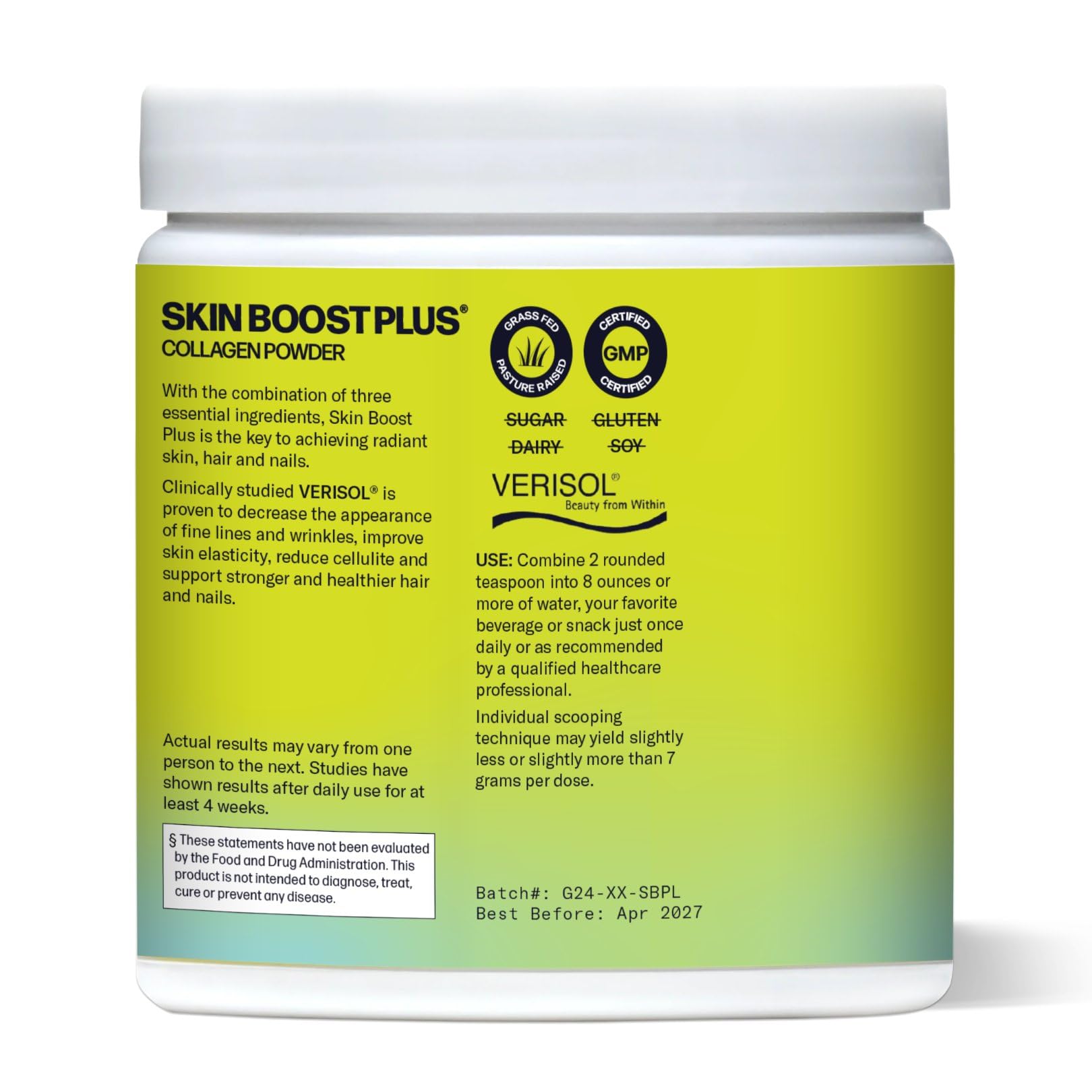 Sparkle Wellness Skin Boost Plus Verisol Collagen Peptides Protein Powder with Vitamin C - Orange Flavor Dietary Supplement (7.7 oz) for Glowing Skin & Joint Support | Perfect for Smoothies & Morning Routines