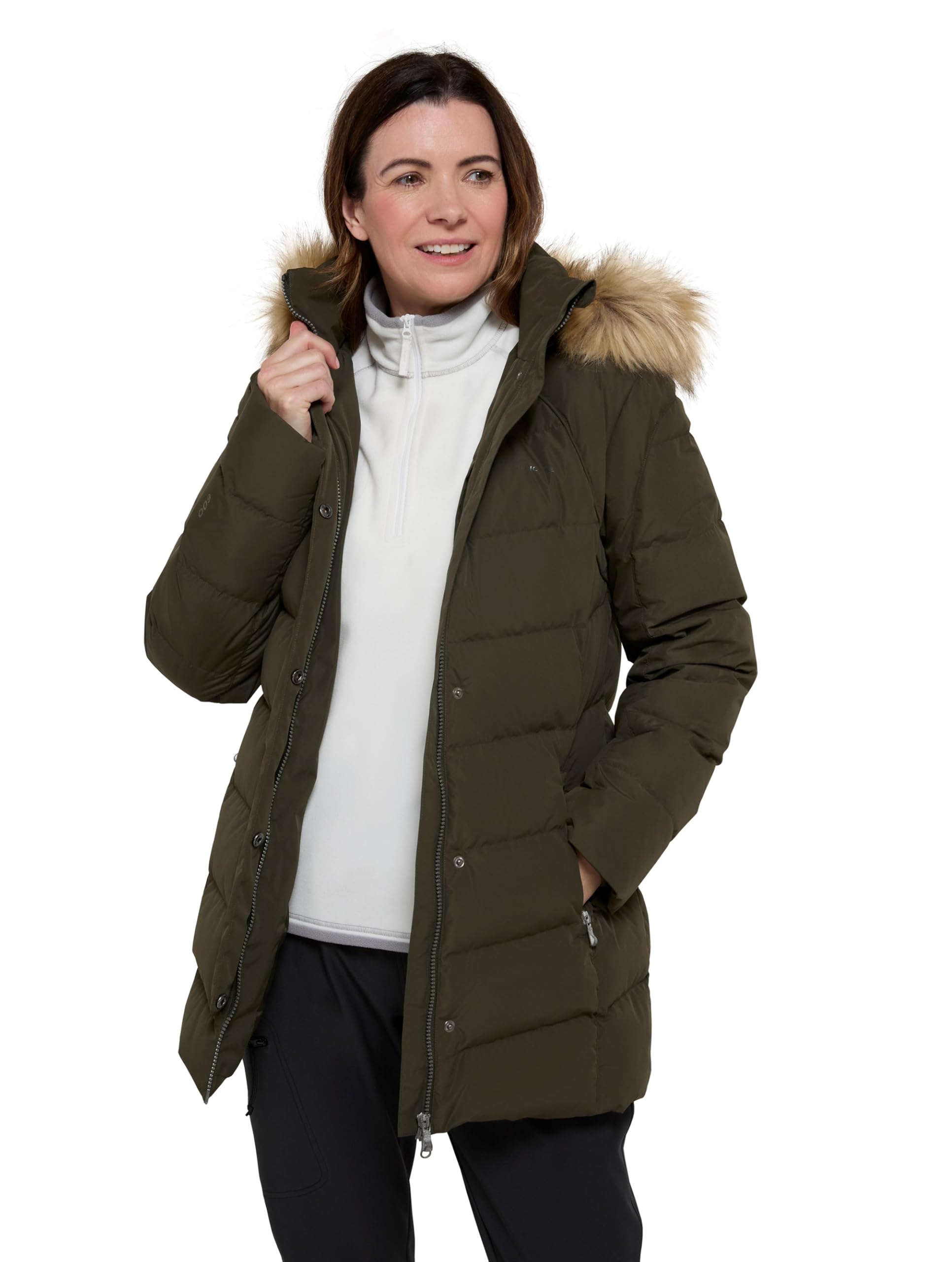 Mountain Warehouse Isla II Women's Waterproof Down Jacket with Faux Fur Trim Hood - Warm Winter Coat for Skiing, Hiking & Outdoor Adventures
