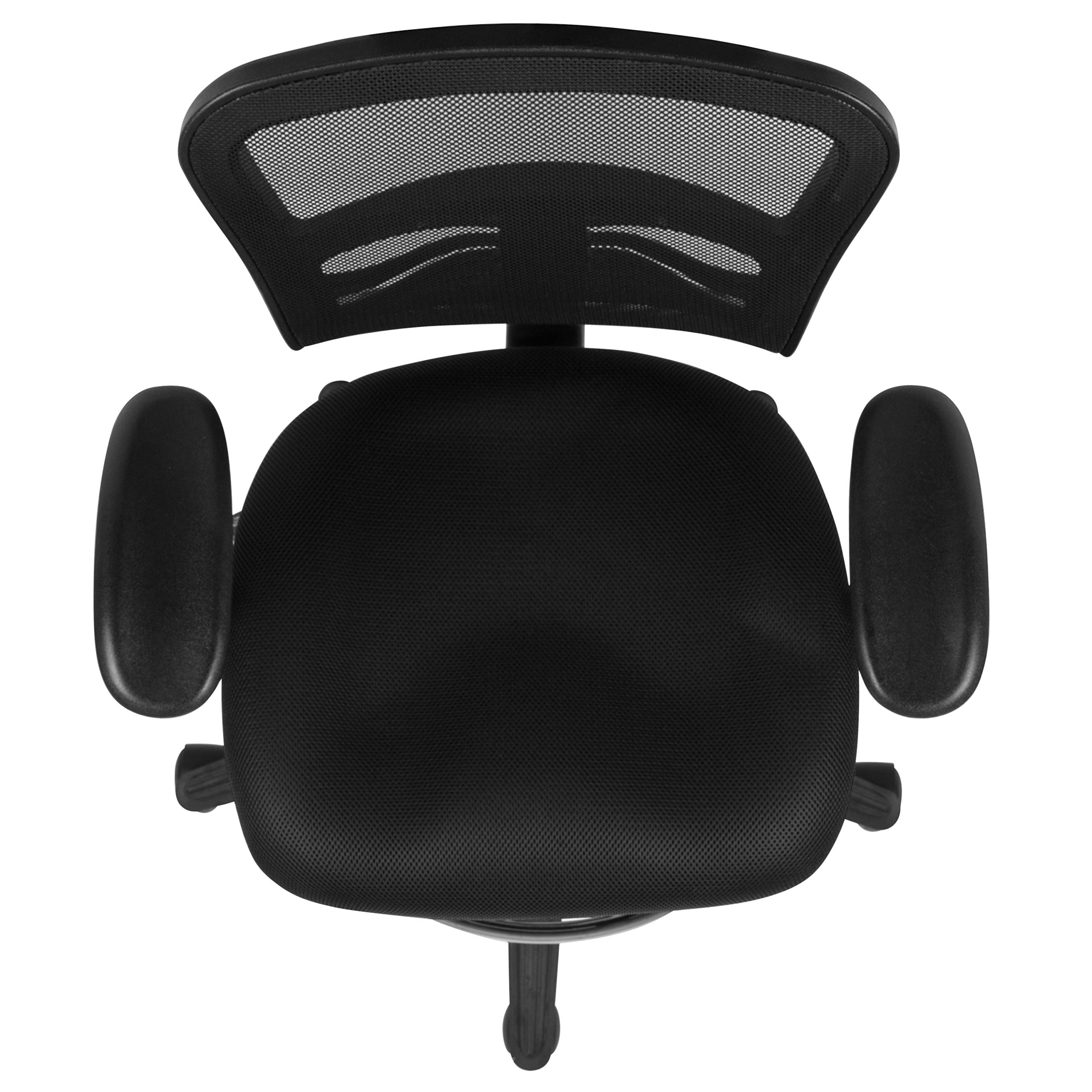 Ergonomic Adjustable Mid-Back Drafting Chair with Black Mesh Backrest & Black Frame - Perfect for Office, Home Workspace, and Computer Desk Task Chair