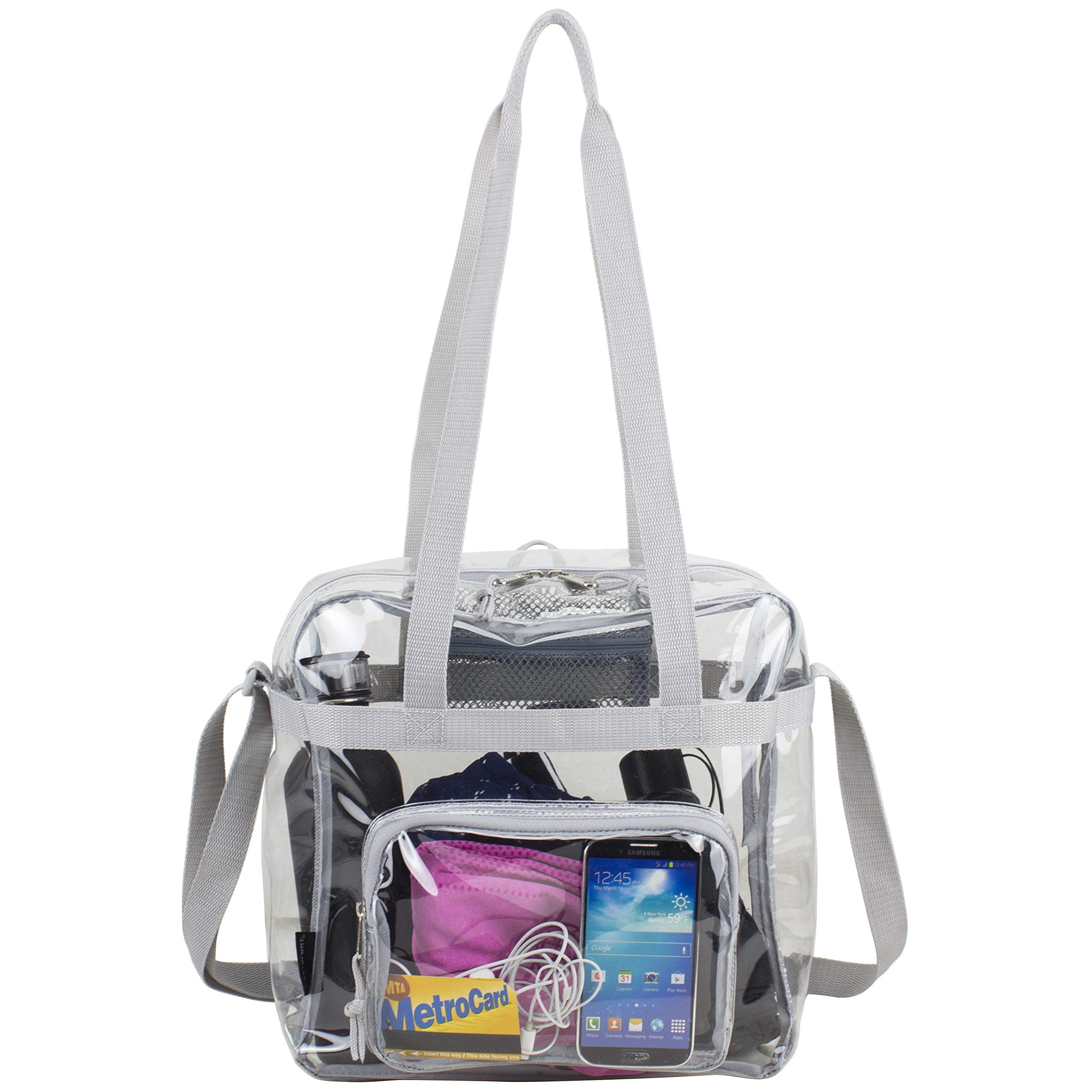 Eastsport Clear Stadium Approved Tote Bag - Crossbody Shoulder Messenger Purse with Adjustable Strap for Sports, Concerts & Work Events - Transparent See-Through Design Perfect for NFL Games, Music Festivals & Security Checkpoints