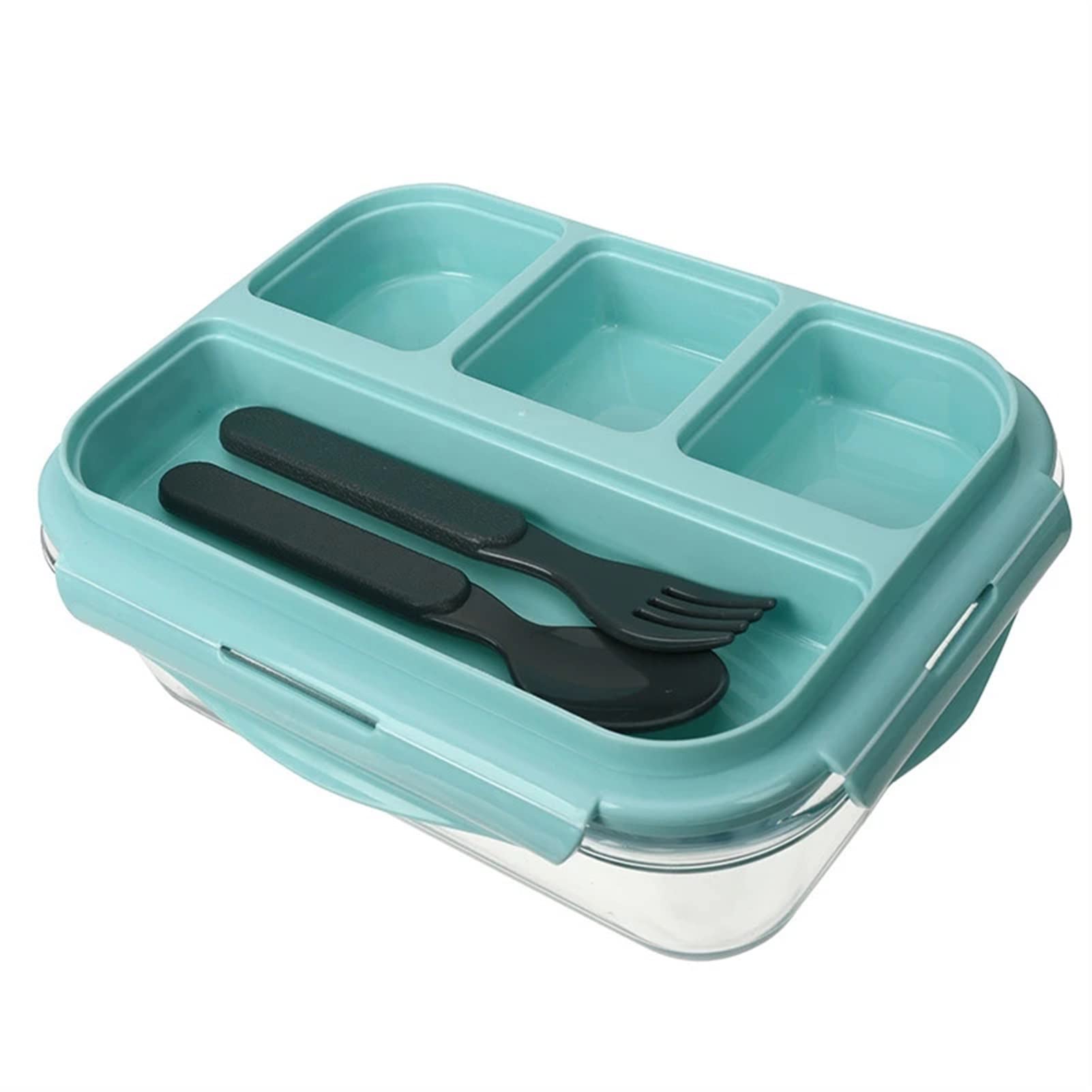 EKDSPW Glass Lunch Box with Seasoning Tray - Microwave Safe Bento Box, Food Storage Container with Compartments for School, Office & Meal Prep (One Size, Color A) - Ideal for Healthy Meals On-the-Go