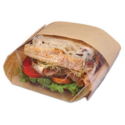 BGC 300094 Double View Sandwich Bags, Natural Brown - 9.5 x 5.75 x 2.75 Inches | Eco-Friendly Food Storage for Lunches, Snacks & Meal Prep