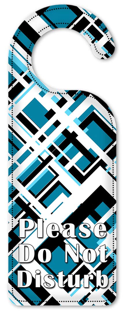 Art Plates Do Not Disturb Door Hanger Sign - Blue, Black & White Triangle Design for Hotels, Offices & Home Privacy (Hanging Do Not Disturb Sign for Doors)