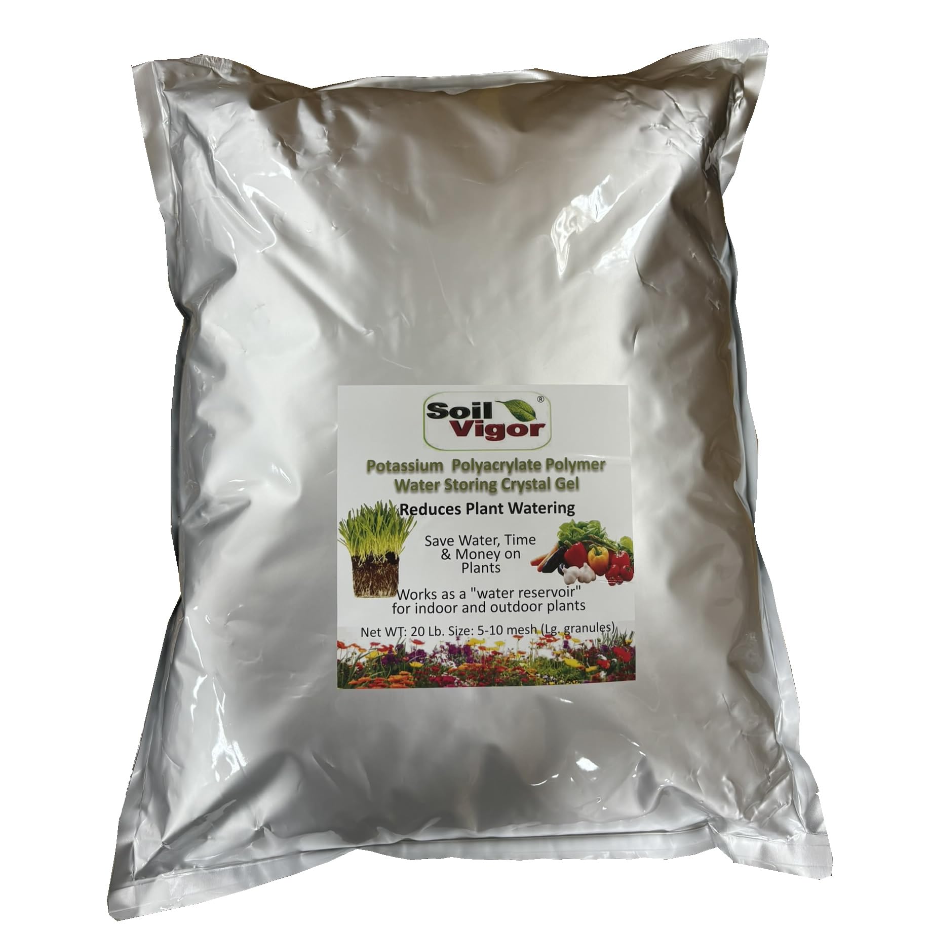 25LBS Water Absorbing Polymer Crystals for Plants - Soil Moisture Retention, Insect Control - Ideal for Gardening, Landscaping, and Drought-Resistant Lawns