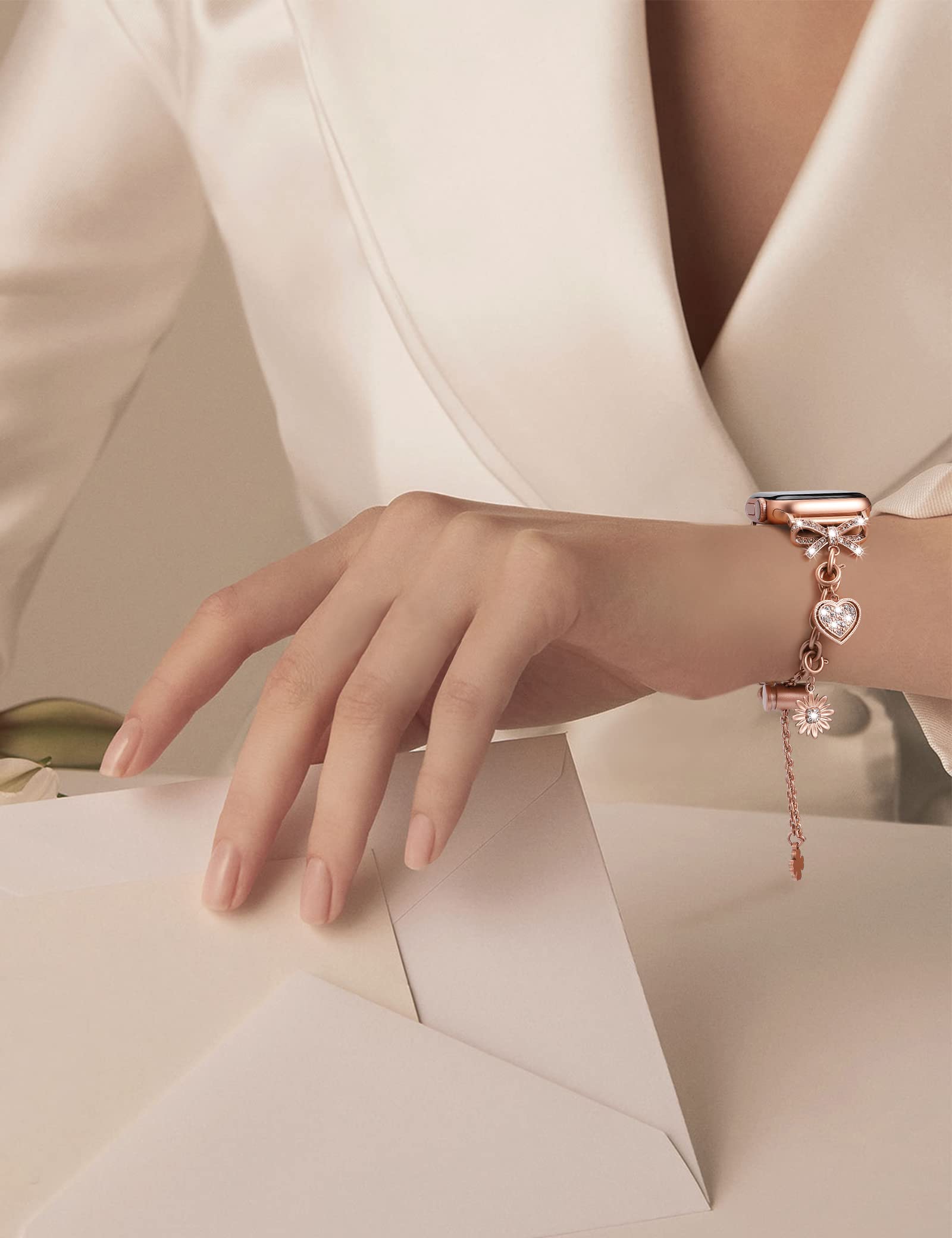 Elegant Stainless Steel Diamond Bling Apple Watch Band for Women - Compatible with iWatch Series 10/9/8/7/6/5/4/3/Ultra/SE (38/40/41/42/44/45/46/49mm) - Perfect for Parties, Work & Everyday Fashion Accessory