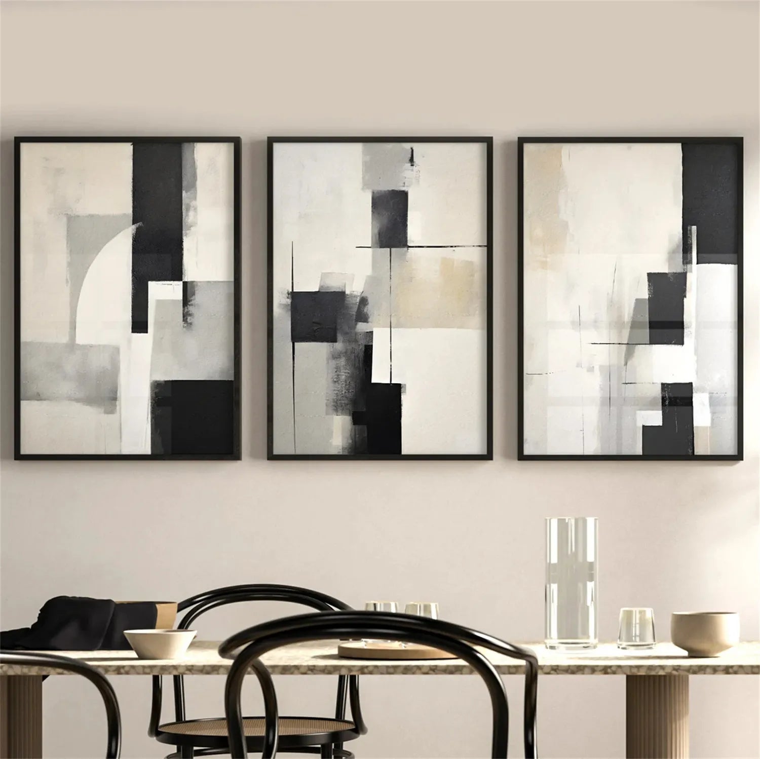 Abstract Painting Set of 3 - Modern Wall Art Canvas Prints #AB215 | Perfect for Living Room, Bedroom & Office Decor