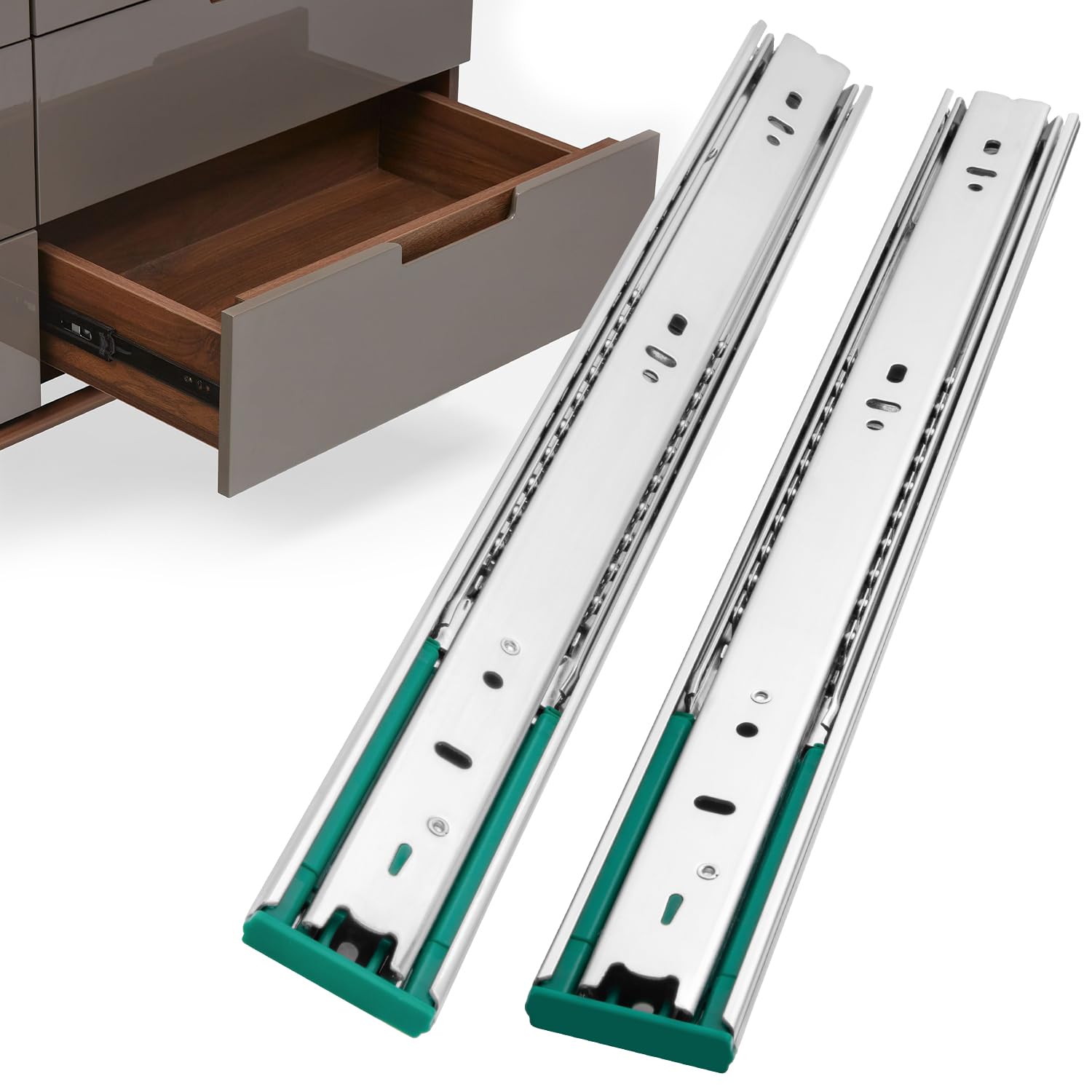 10 Pairs 20 Inch Soft Close Drawer Slides - Heavy Duty Side Mount Cabinet Rails with Metal Ball Bearings - Full Extension Kitchen Drawer Runners (100 LB Capacity) - Perfect for Dressers, Cabinets, and DIY Furniture Projects