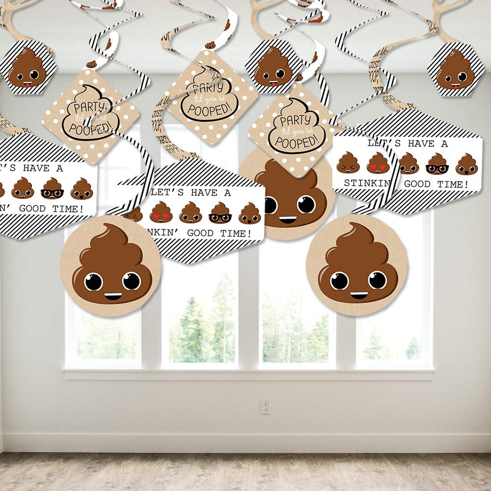 Poop Emoji Party Decorations - Set of 40 Hanging Swirls for Birthday & Funny Theme Parties - Perfect for Kids, Teens & Adult Humor Events