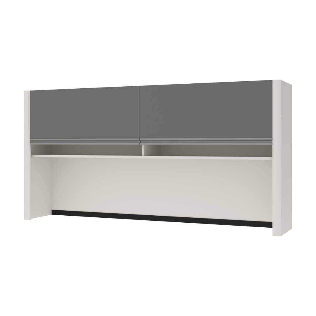 Bestar Connexion Hutch for Narrow Desk Shell - 71 Inch Wide, Slate & Sandstone Finish | Home Office Storage Solution for Small Spaces, Workstation Organizer with Shelves