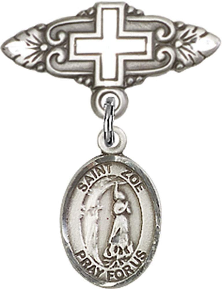 Sterling Silver St. Zoe of Rome Baby Badge Charm with Cross Pin - Handmade in USA | Perfect for Christening Gifts, Baby Blessings & Religious Keepsakes