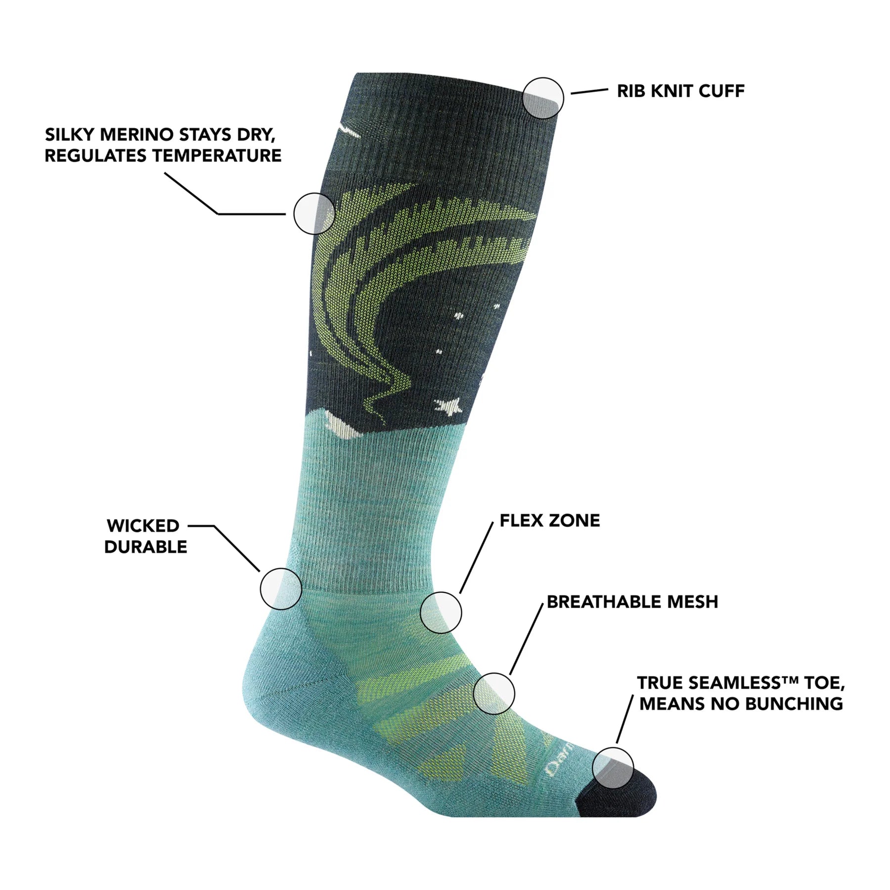 Aurora Women's Over The Calf Lightweight Ski & Snowboard Socks - D8036W - Warm & Breathable for Winter Sports & Outdoor Activities
