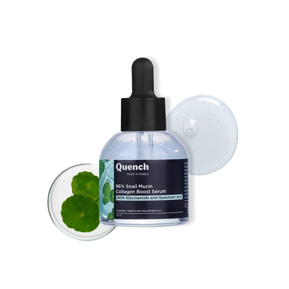 BOTANICS 96% Snail Mucin Collagen Boost Serum with Niacinamide & Hyaluronic Acid - 72 Hour Hydration, Korean Skincare for Dewy Soft & Plump Skin - Anti-Aging Face Serum (30ml) | Perfect for Night Routine & Dry Skin Care