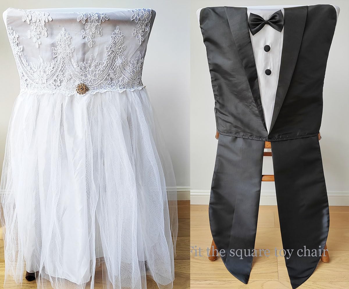 Elegant Mr & Mrs Chair Covers - 2 Pack Wedding Decor for Bride & Groom - Perfect for Wedding Receptions, Birthday Parties & Special Events - Chic Chair Back Covers for Romantic Celebrations