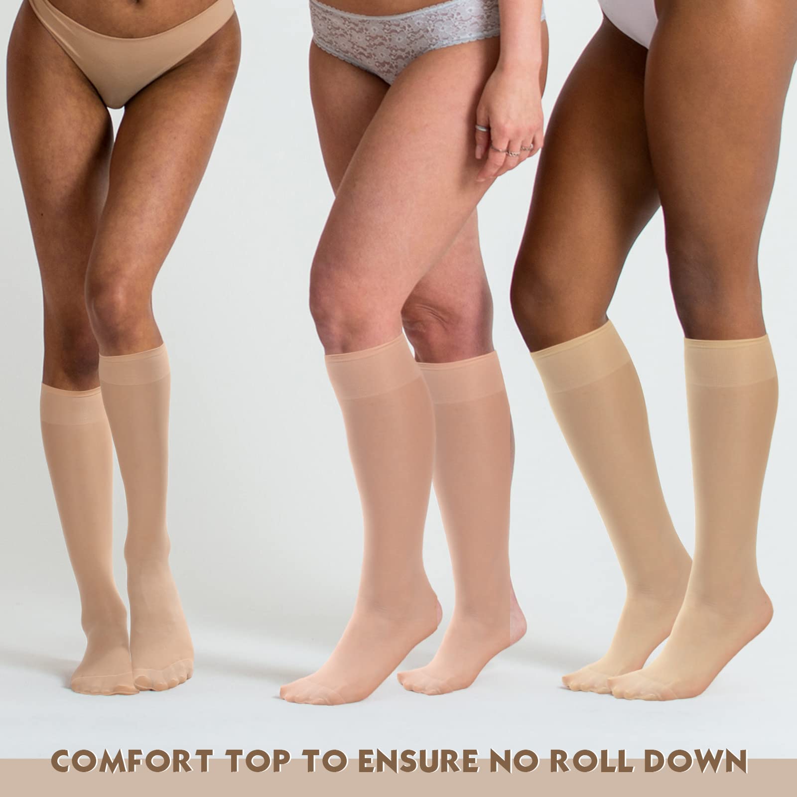 50 Pairs Women's Nylon Sheer Knee High Stockings - Reinforced Toe & Compression Stretch Socks for Everyday Wear, Work & Fashion Outfits