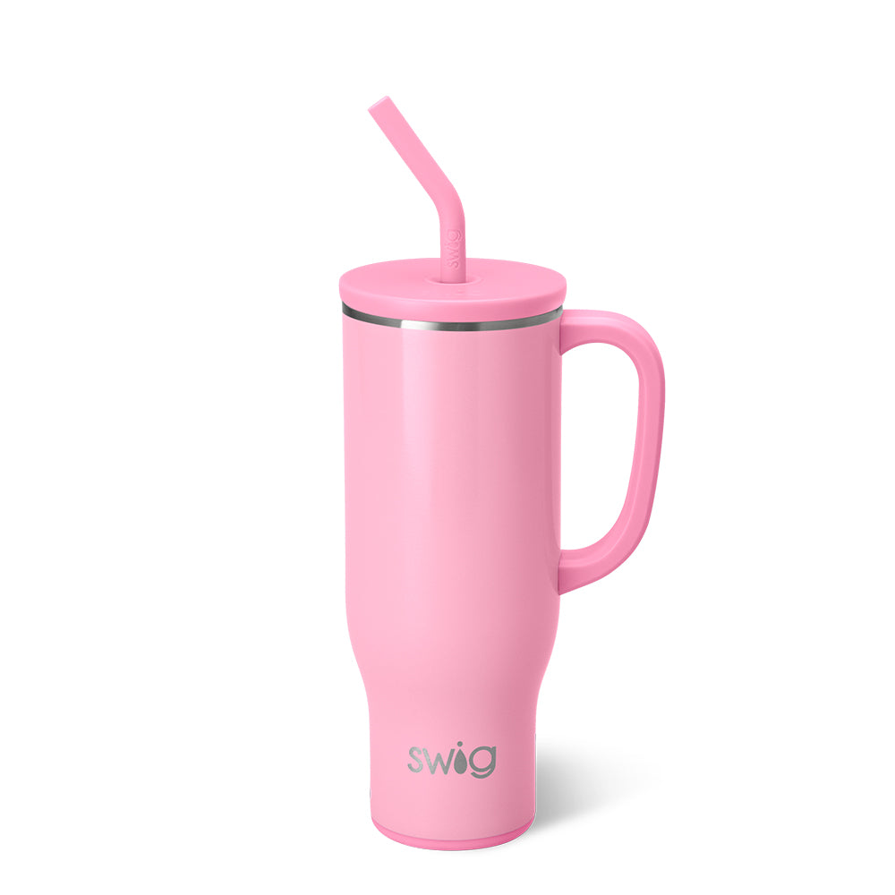 Shimmer Bubblegum Mega Mug 30oz - Large Insulated Tumbler with Lid & Straw - Perfect for Coffee, Tea, Cold Drinks - Great for Office, Home, Travel & Outdoor Use