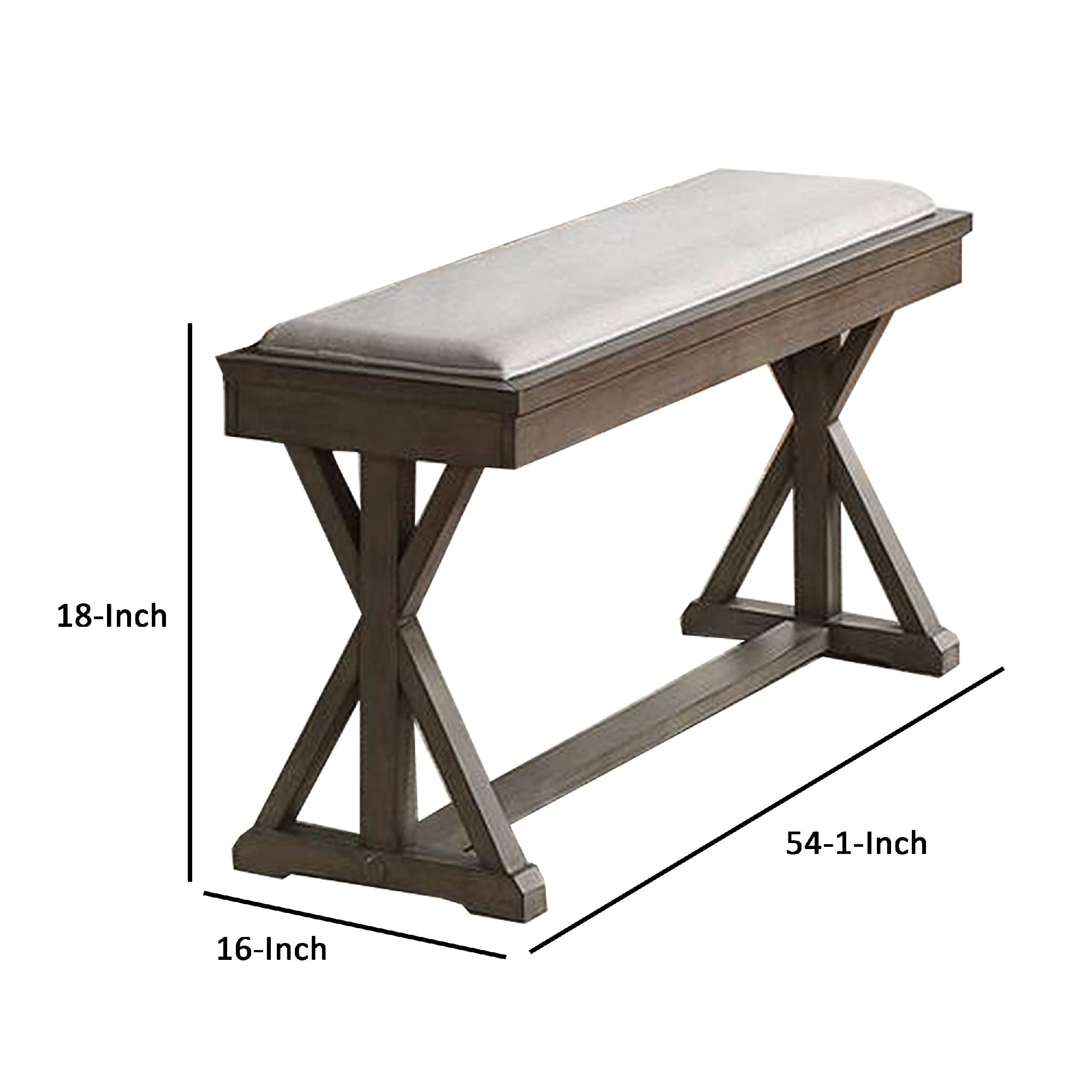 Benjara BM266494 Beige Dining Bench with Padded Seat & Double Pedestal Base - Perfect for Kitchen, Breakfast Nook, and Dining Room Decor