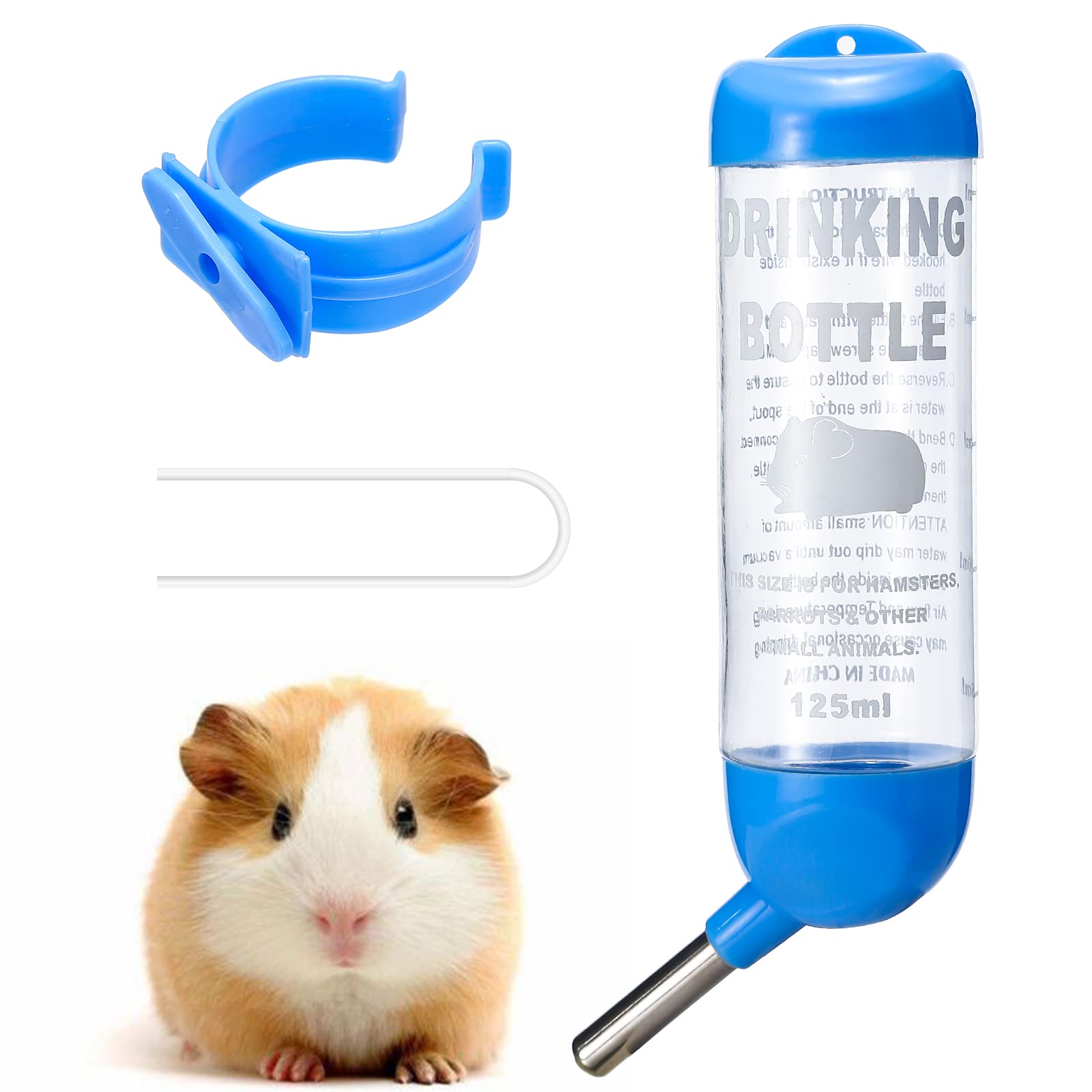 Small Animal Water Bottle for Rabbits, Hamsters, Guinea Pigs, Chinchillas, Gerbils, Squirrels - 4.2 oz Leak-Proof Pet Drinking Bottle - Perfect for Cages, Hutches, and Outdoor Enclosures