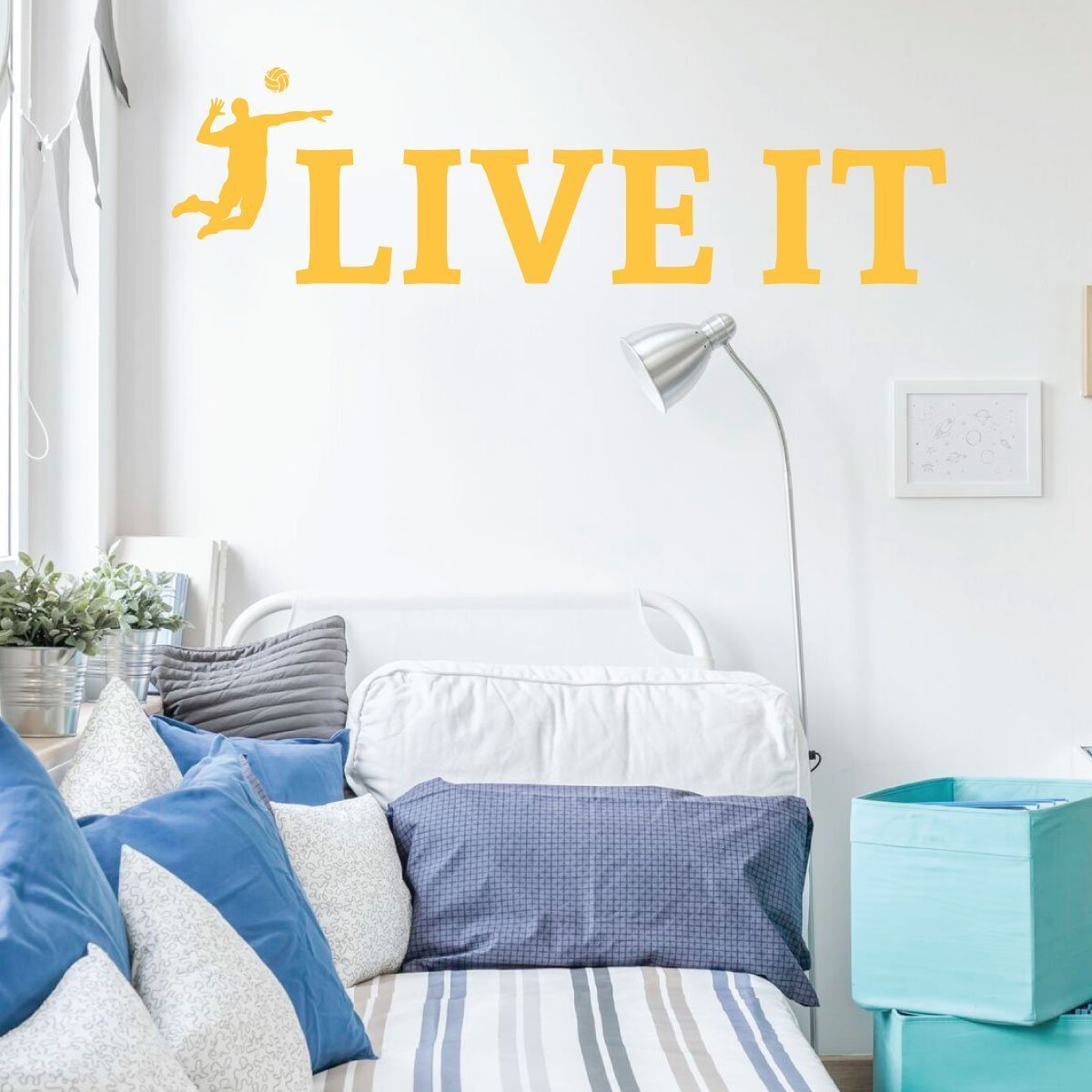 Volleyball Wall Decal - Motivational 'Live It' Vinyl Sticker for Boys Room - Sports Themed Bedroom & Playroom Decor - Perfect for Kids, Teens & Sports Fans