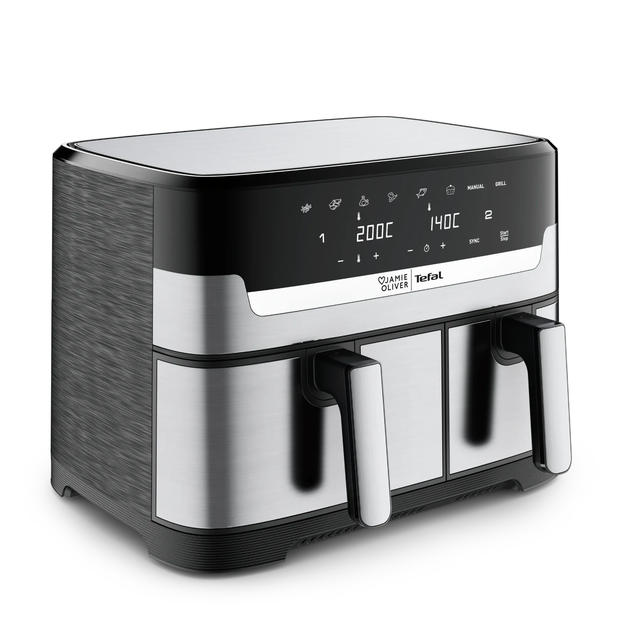 Jamie Oliver by Tefal Dual Air Fryer 8.3L EY905J - Large Capacity Healthy Oil-Free Cooking for Family Meals, Snacks & Roasts