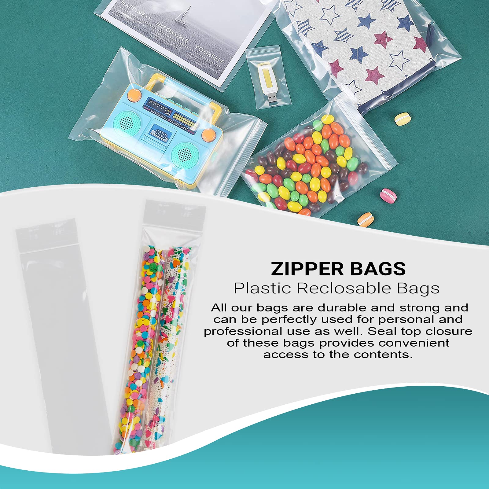 1000 Pack 2x8 Inches Clear Reclosable Zipper Bags - 2 Mil Thick Waterproof Plastic Storage Bags for Jewelry, Crafts & Industrial Use | Durable Zip Closure for Organizing Small Items, Beads & DIY Supplies