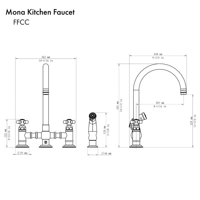ZLINE Mona Kitchen Faucet - Modern Pull-Down Sprayer with High Arc Spout, Brushed Nickel Finish - Perfect for Cooking, Washing Dishes & Filling Pots in Your Home Kitchen