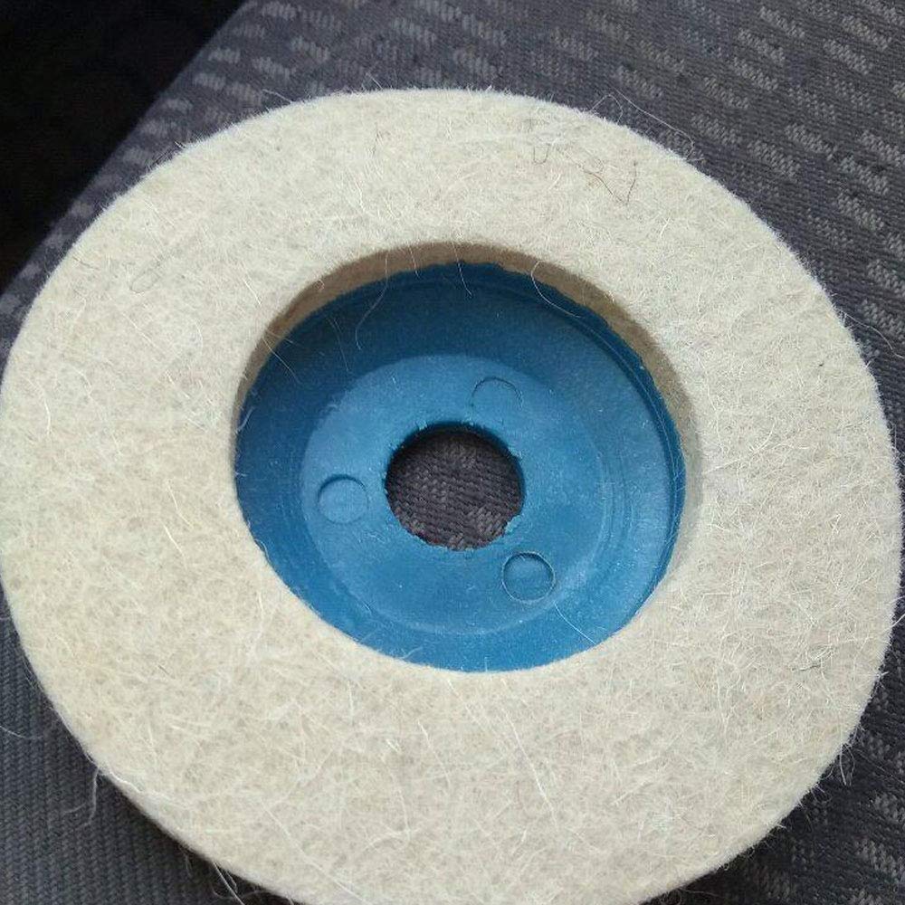 4 Inch 100mm Round Wool Buffing Pad Polishing Wheel Set - Felt Buffer Disc for Angle Grinder (Blue) - Perfect for Metal Polishing, Car Detailing & DIY Projects