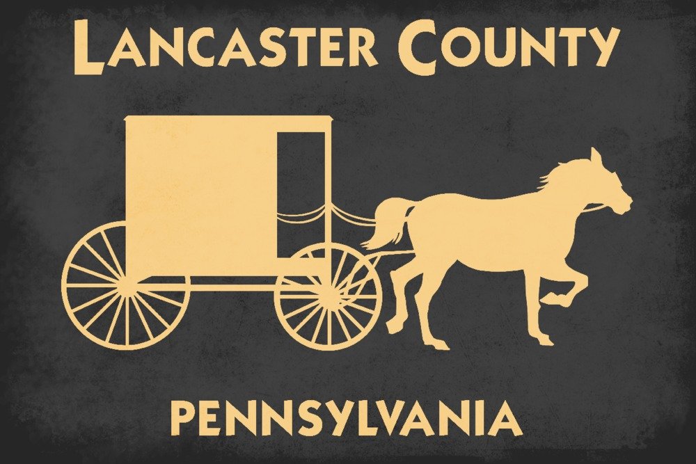 Lancaster Pennsylvania Horse and Buggy Giclee Print - 36x54 Travel Poster Wall Art Decor for Farmhouse, Country Living & Rustic Home Decor
