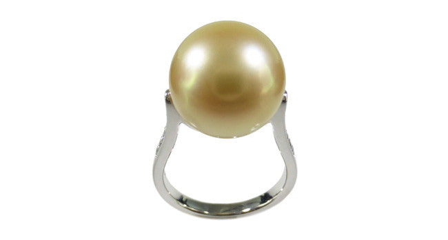 Luxury 14K Gold South Sea Pearl Ring with Diamond Accents - Perfect for Weddings, Anniversaries & Special Occasions