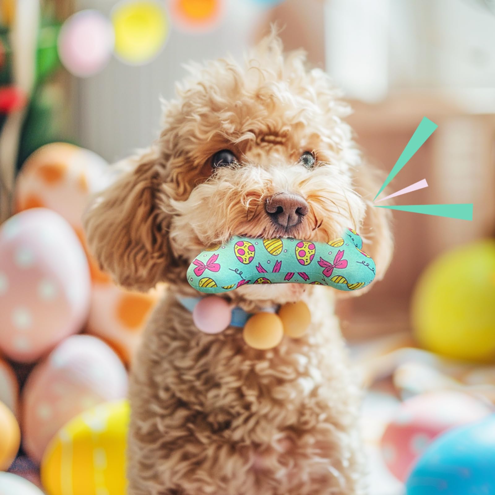 Easter Dog Toys 4 Pack - Plush Squeaky Bone Chew Toys for Small & Medium Dogs - Interactive Pet Gifts for Easter Basket & Spring Playtime