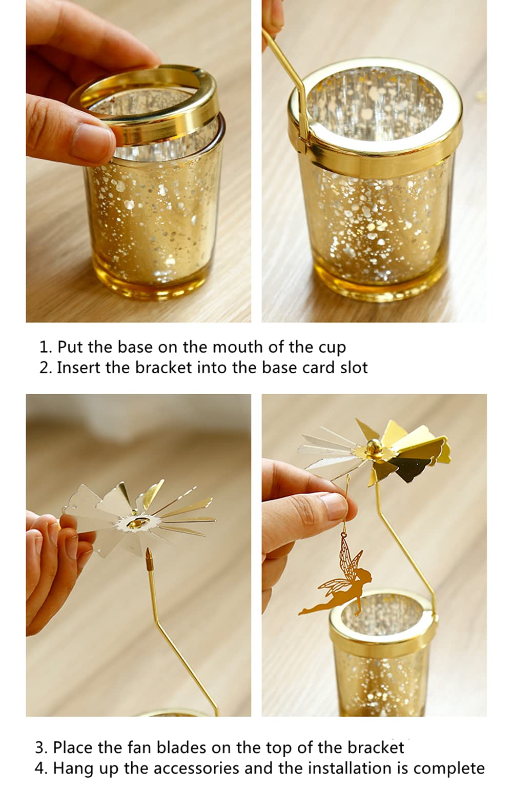 Rotating Gold Starlight Glass Candle Holder - Christmas Thanksgiving Wedding Anniversary Table Decor - Elegant Snowflake Design for Restaurants, Parties & Home Decor