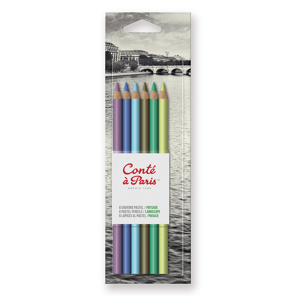 Conté à Paris Pastel Pencils - Set of 6 Vibrant Colors for Landscape Drawing & Sketching | Professional Art Supplies for Artists & Beginners | Perfect for Outdoor Sketching & Nature Art