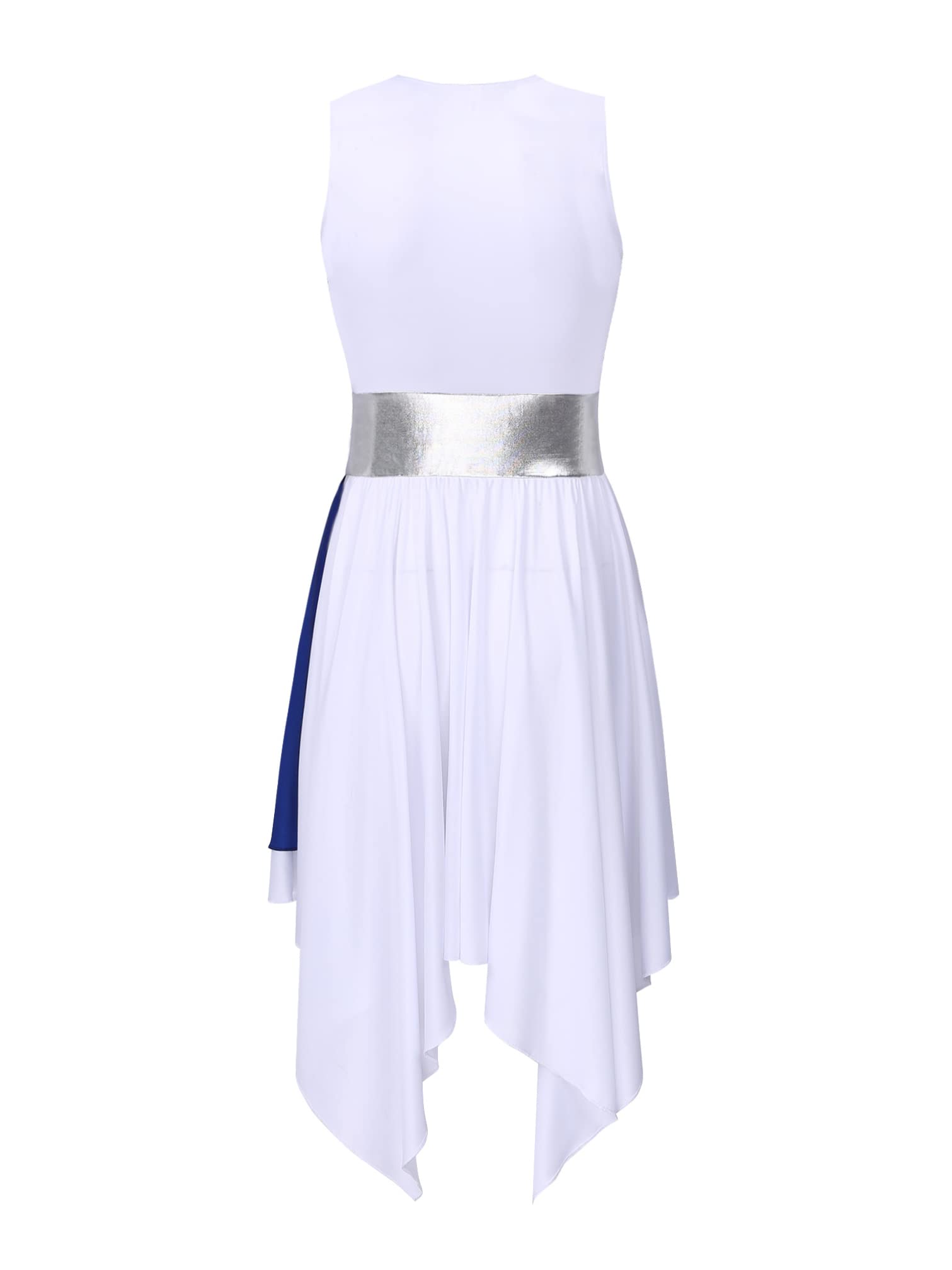 iiniim Women's Sleeveless Worship Dance Dress - Color Block Design with Irregular Hem - Perfect for Liturgical Praise, Lyrical Dance & Church Performances