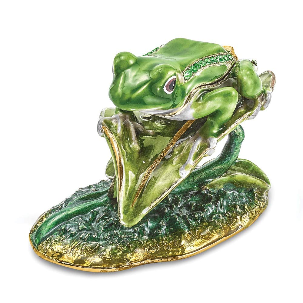 Jewels By Lux Bejeweled Azure Turtle Trinket Box - Elegant Jewelry Storage for Home Decor & Gift Giving