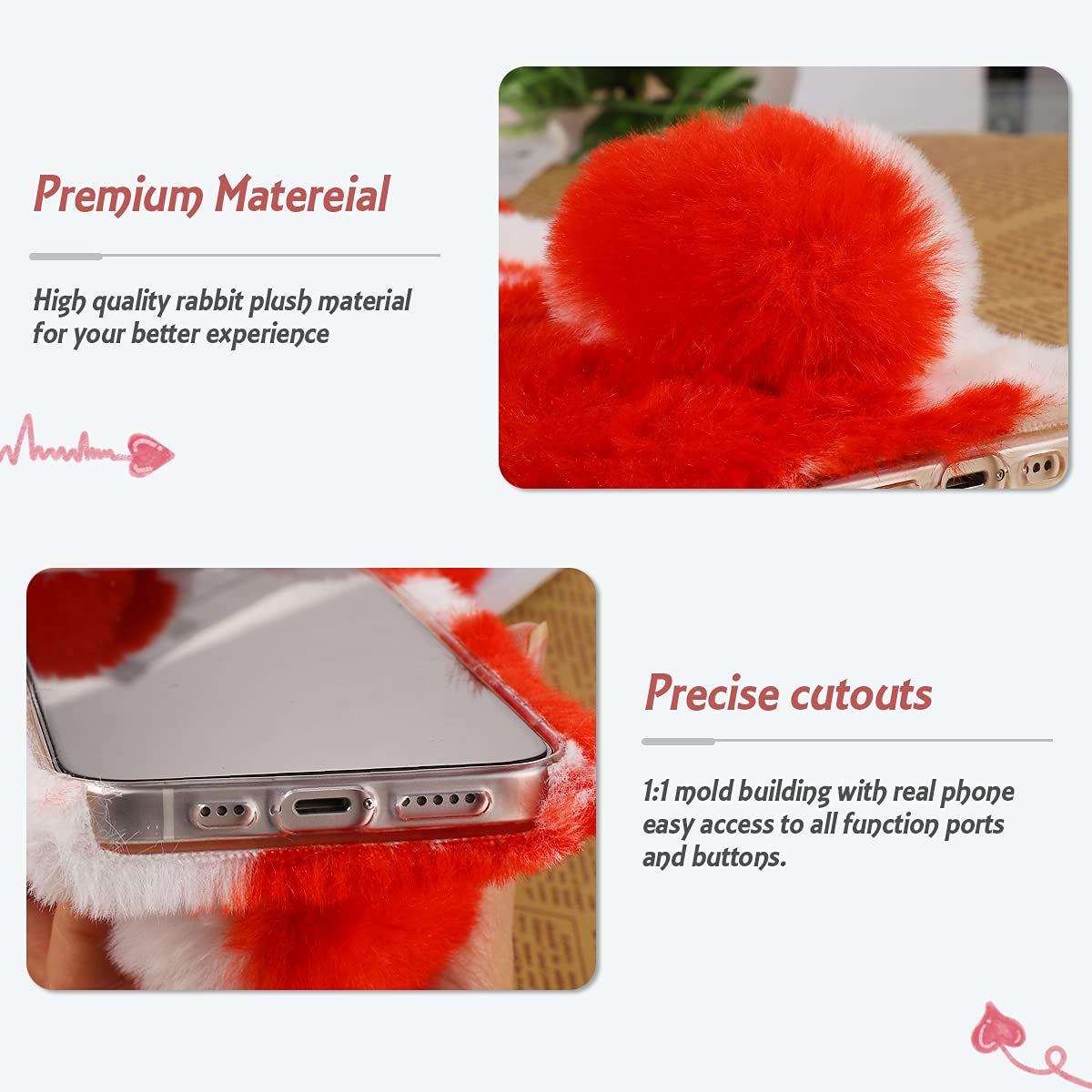 Mikikit Puffy Cartoon Soft Phone Case - Cow & Rabbit Design, Four Seasons Protective Shell for Wild Telephone, Durable Cell Phone Protector for Daily Use, Travel, and Outdoor Activities