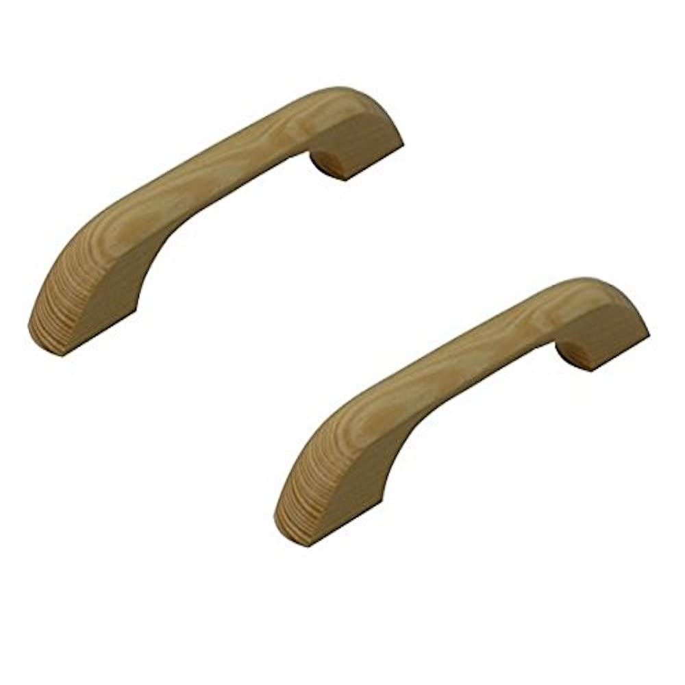 Bulk Hardware BH03368 Unfinished Oak Wood 'D' Cupboard Cabinet Drawer Pull Handle - 100mm (4 inch) Back Fix - Pack of 2 - Perfect for Kitchen Cabinets, Bathroom Vanities & Furniture Upgrades