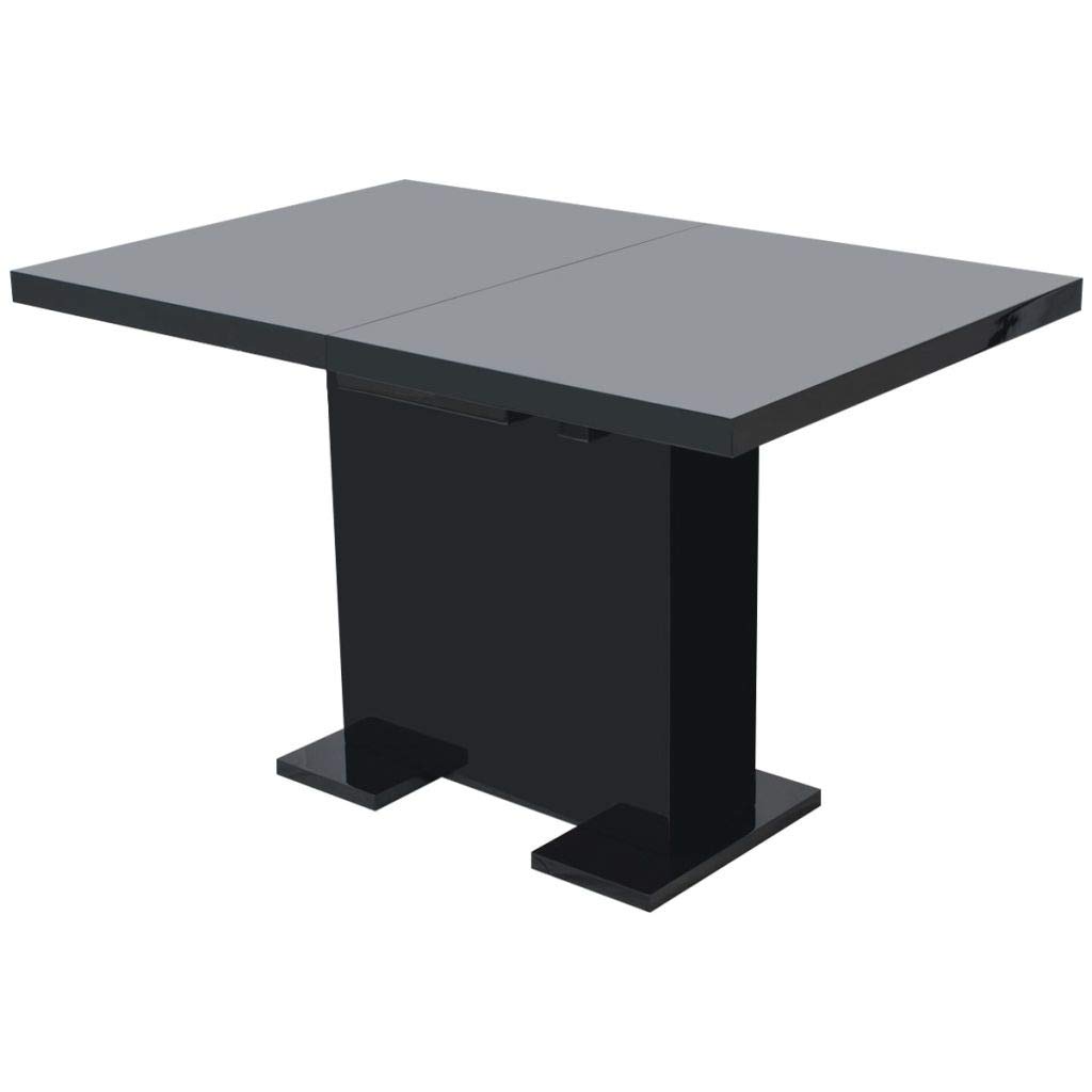 FAMIROSA Extendable Dining Table - Space Saving Kitchen & Living Room Table with Pedestal Base, Black | Perfect for Small Apartments, Family Gatherings & Dinner Parties