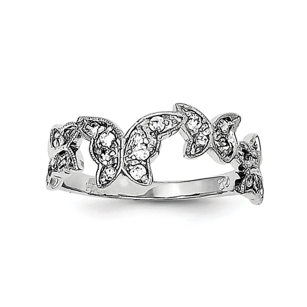 Jewels By Lux Sterling Silver Butterfly CZ Ring - Elegant Cubic Zirconia Jewelry for Women, Perfect Gift for Birthday, Anniversary & Special Occasions