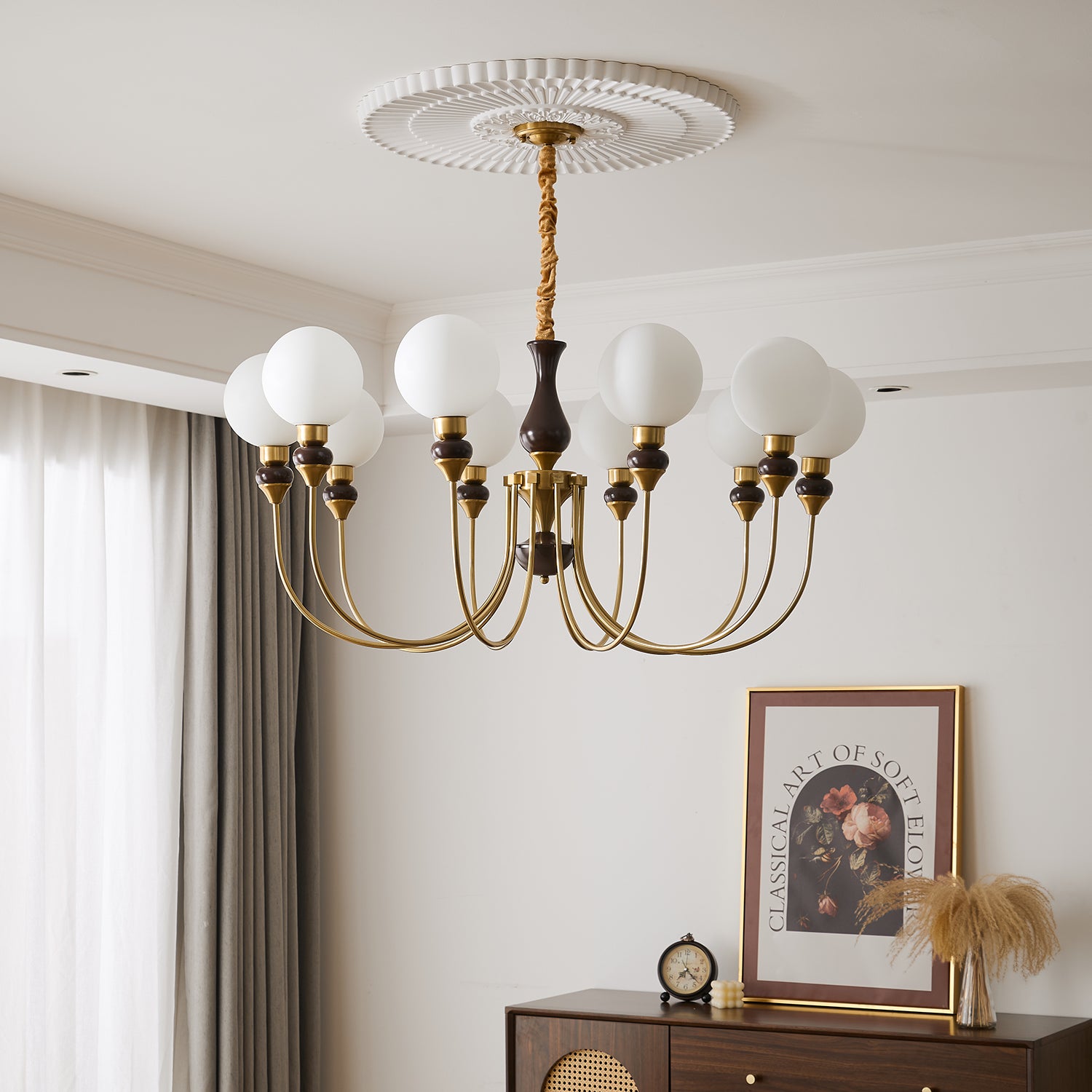 Helena Curve Chandelier - Modern Crystal Ceiling Light Fixture for Dining Room, Living Room & Bedroom | Elegant Home Decor Lighting