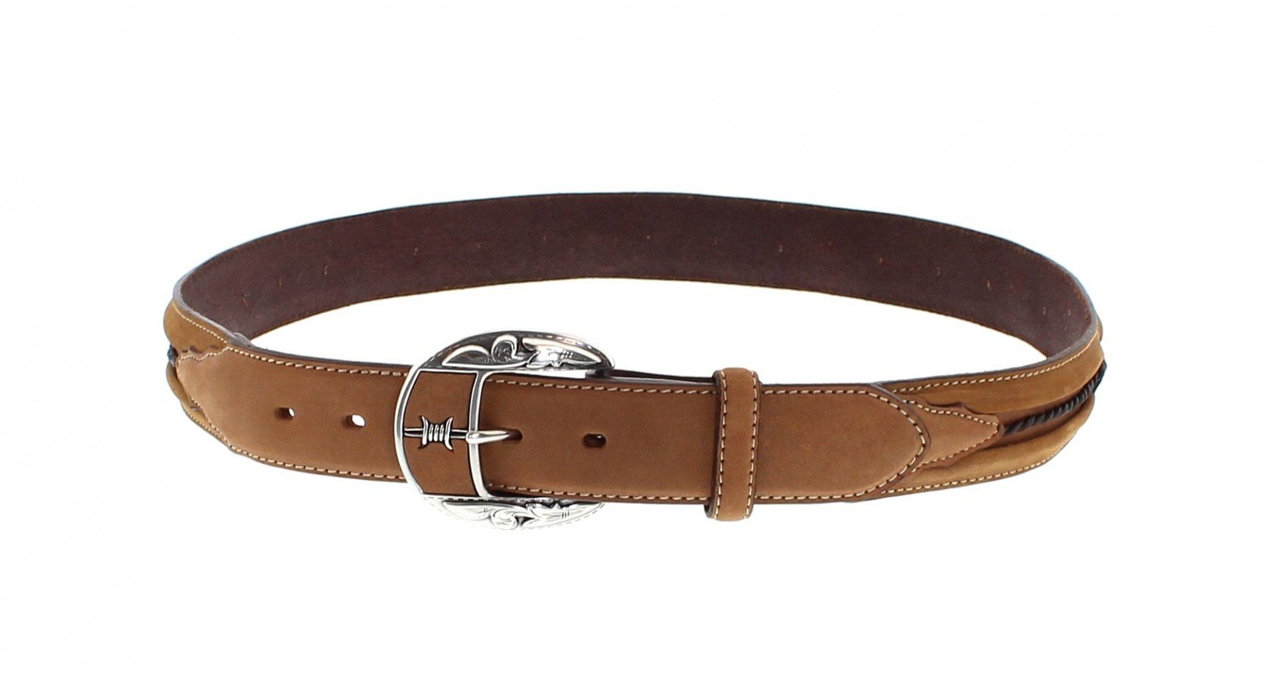Justin Fenced In Barbed Wire Western Belt C10817 - Genuine Leather Cowboy Belt for Men - Perfect for Rodeo, Country Music Festivals & Western Style Outfits