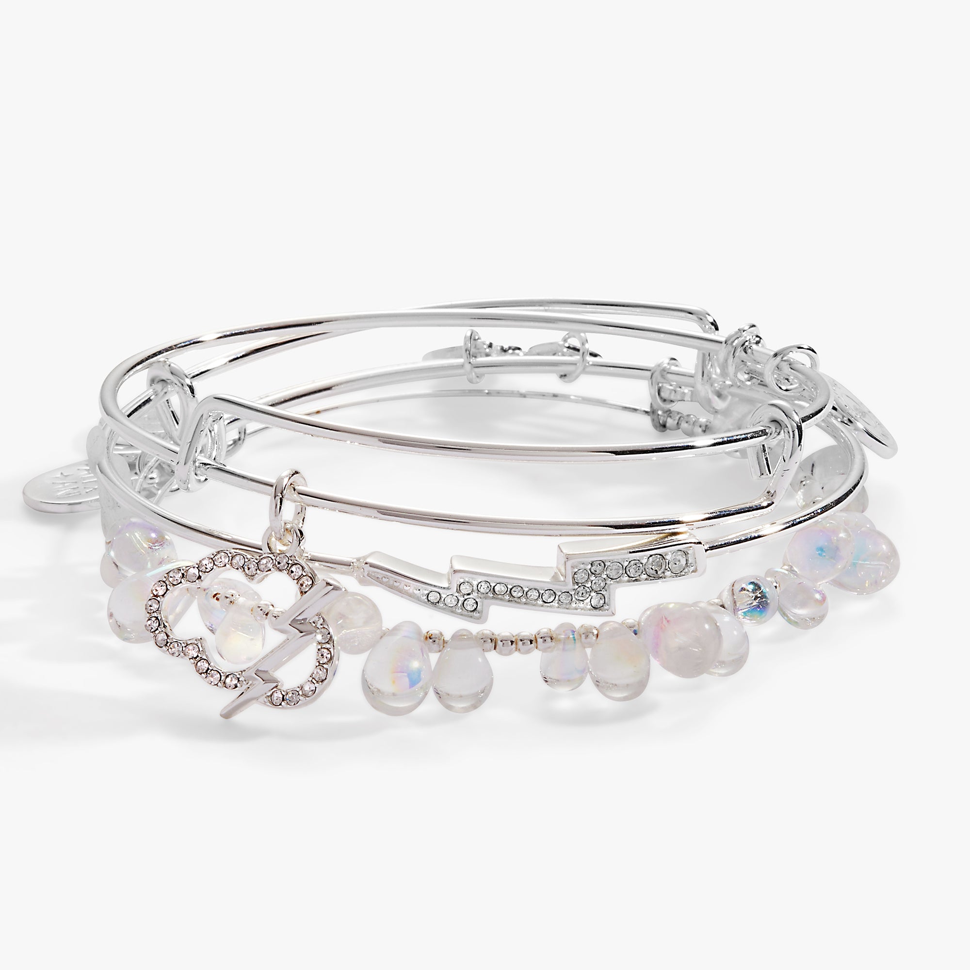 April Showers Bangle Set of 3 - Sterling Silver Stackable Bracelets for Women - Perfect for Everyday Wear, Gift Giving & Special Occasions