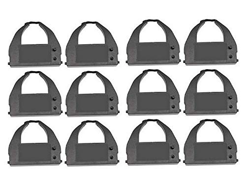 Amano MJR-8000 Compatible Black Time Clock Printer Ribbons - 12 Pack (CAR-8000-BL_12PK) | Replacement Ink Cartridges for Employee Time Tracking Systems | Perfect for Offices, Factories & Schools