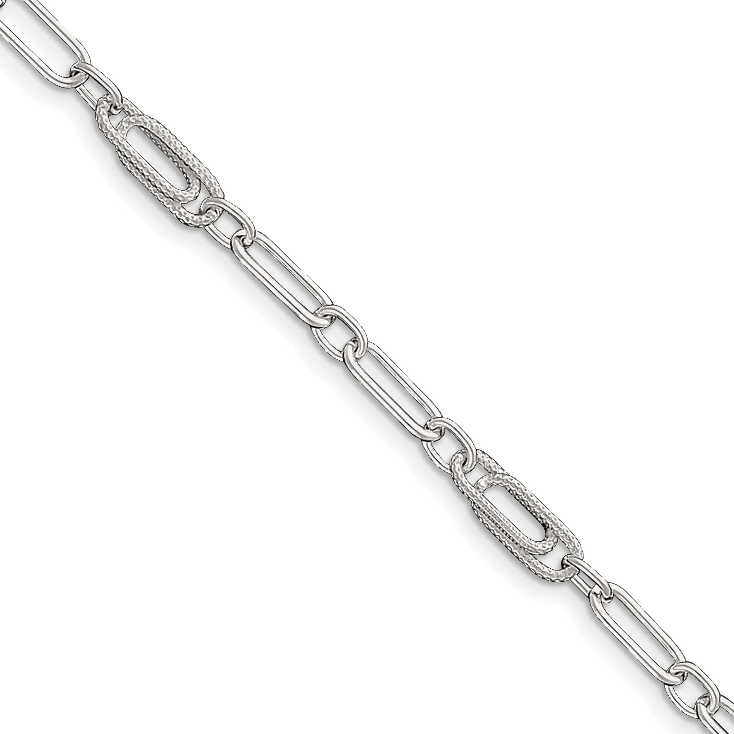 FindingKing Sterling Silver Fancy Link Anklet Chain Jewelry 10