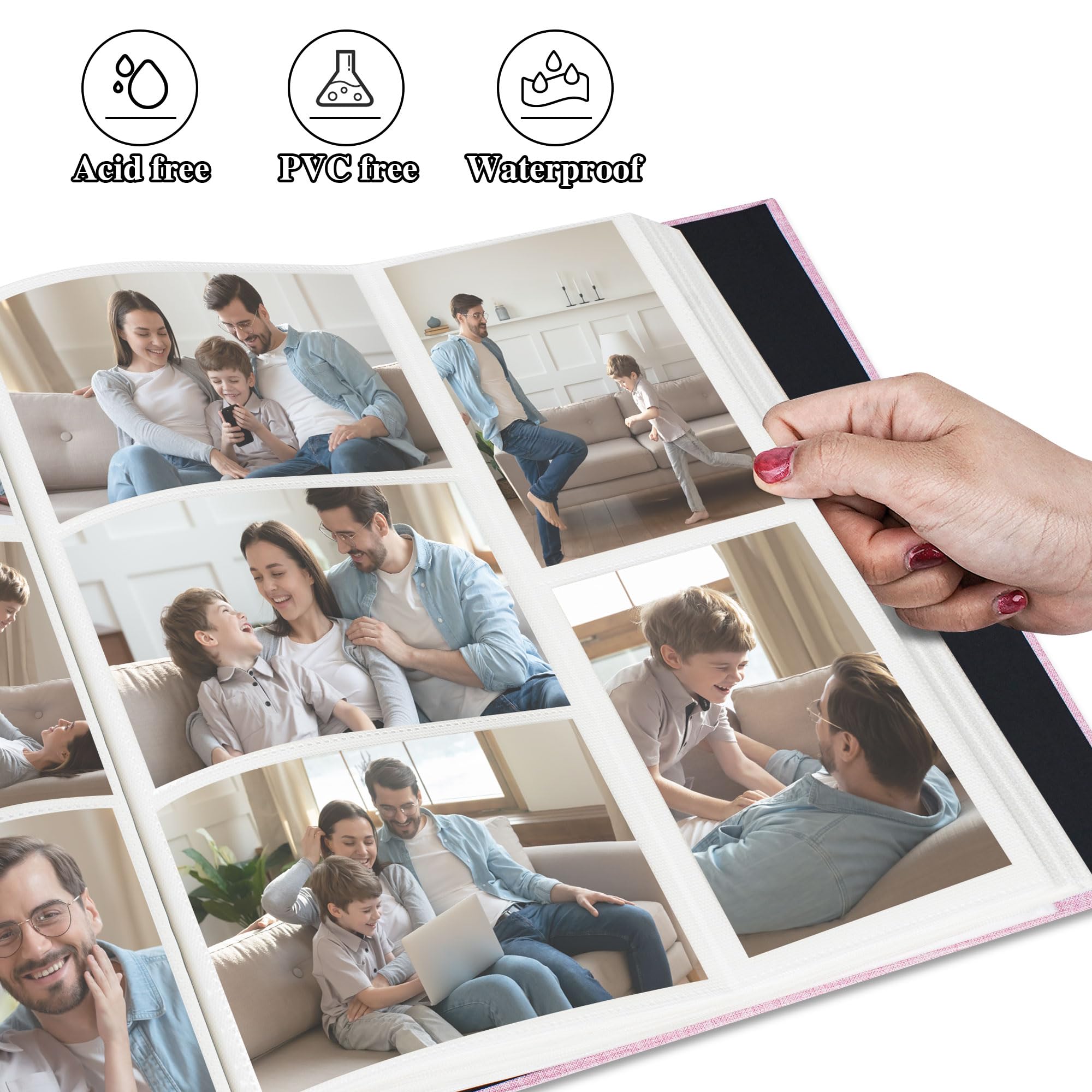 Large Capacity 4x6 Photo Album with Linen Cover - 1000 Pockets for Family, Wedding & Baby Pictures | Holds Vertical Photos | Pink Photo Book for Home Decor, Gift Giving & Memory Preservation