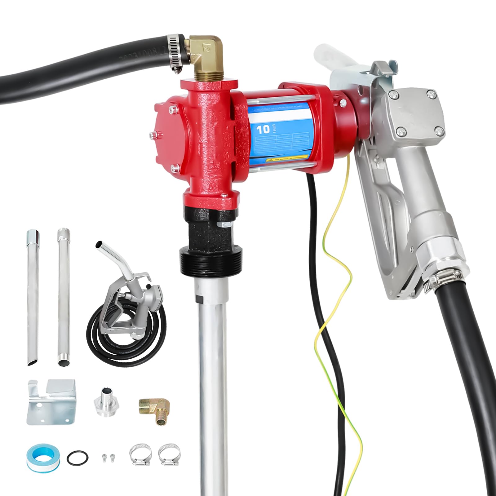SUPERFASTRACING 12V DC Fuel Transfer Pump - 10GPM High Flow Gasoline & Diesel Pump with Nozzle Kit - Portable Fuel Transfer for Cars, Boats, RVs & Farm Equipment