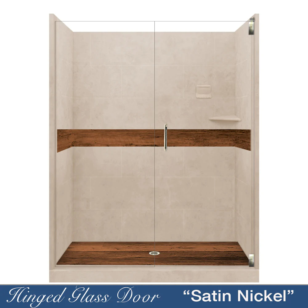 Lifeproof Burnt Oak Brown Sugar 60-Inch Alcove Stone Shower Enclosure Kit - Waterproof Bathroom Upgrade for Modern Homes