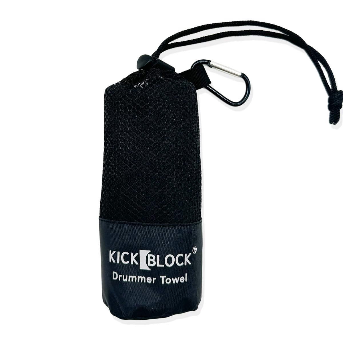 Premium Quick Dry Drummer Towel - Sweat Absorbing Microfiber Hand Towel for Drummers & Musicians - Drum Kit Accessory with Secure Attachment - Perfect for Live Performances, Practice Sessions & Gifts (Black)