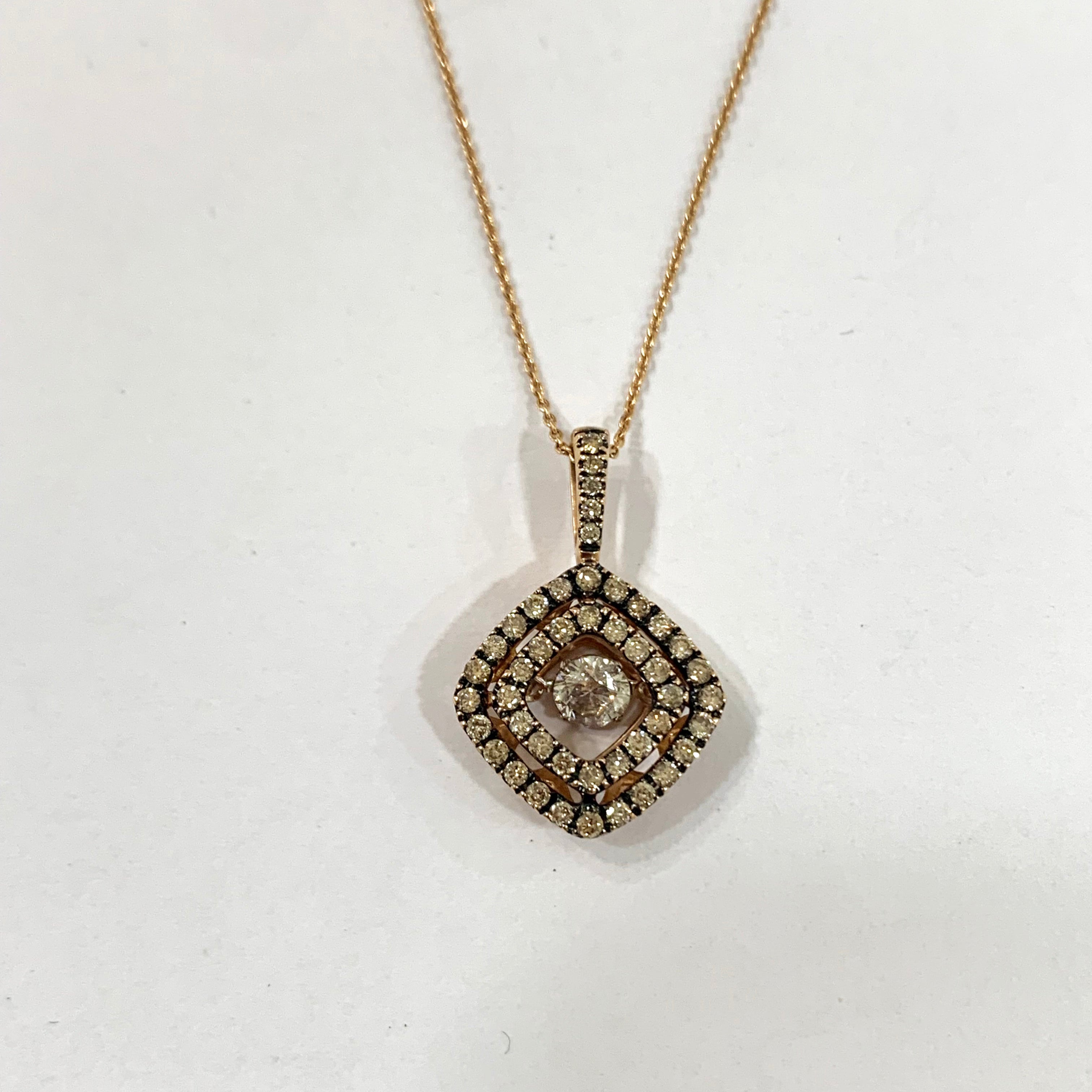 14K Rose Gold Brown Diamond Dancing Pendant Necklace for Women - Elegant Jewelry Gift for Birthday, Anniversary & Valentine's Day